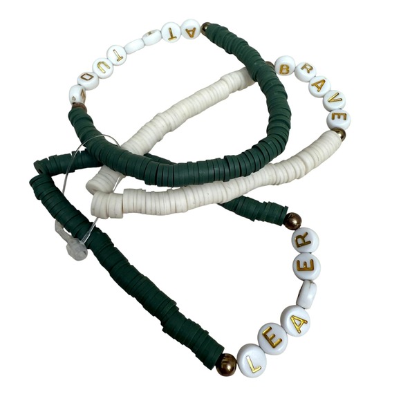 Stackable Heishi Rubber Bead Bracelet Stretch Band Fashion Jewelry Set of 3 - Picture 1 of 4